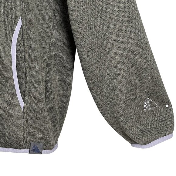 LL Bean Womens L Olive Green Snap Up Fleece Jacket Pullover Long Sleeve Sweater - Picture 3 of 16